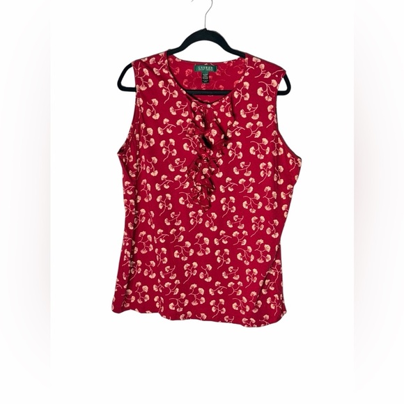 Ralph Lauren Tops - Lauren Ralph Lauren Red Floral Sleeveless Blouse XX-Large